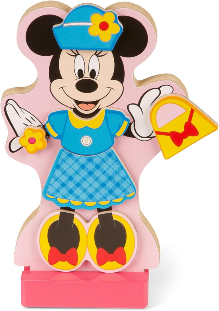 Disney Minnie Mouse and Daisy Duck Magnetic Dress-Up Wooden Doll Pretend Play Set (40+ Pcs) Minnie Mouse Toys, Disney Dress up Dolls for Preschoolers and Kids Ages 3+