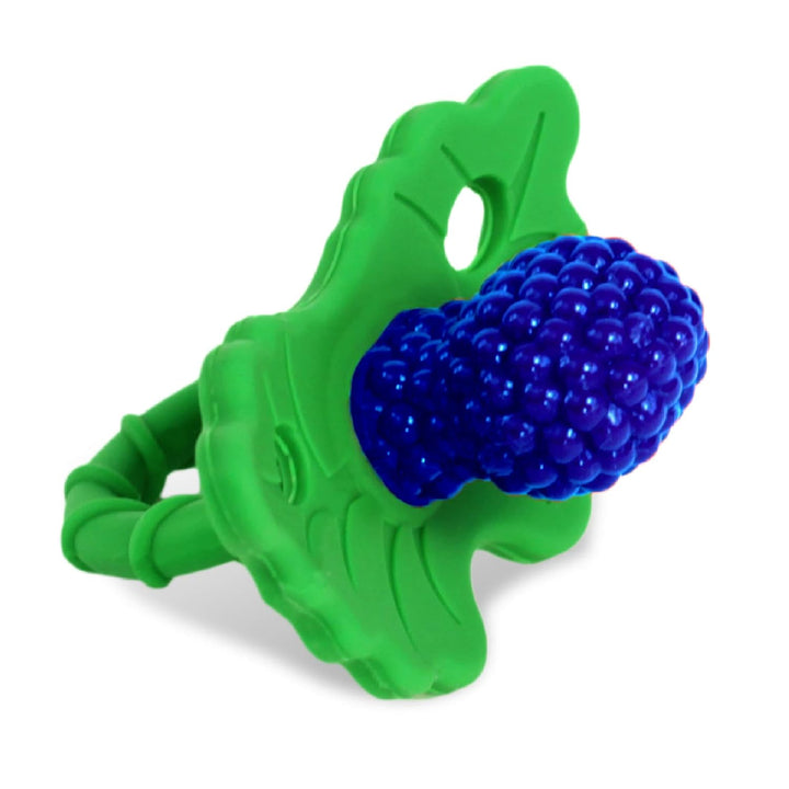 Razberry Silicone Teether Pacifier – Teething Relief for Infants, Food-Grade, Bpa-Free, Hands-Free Design, Natural Berrybumps Fruit Texture for Sensory Development, Freezable – Red