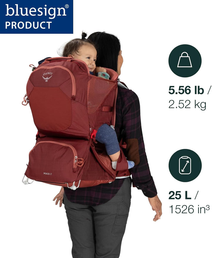Poco LT Lightweight Child Carrier Backpack - Compact, Travel-Ready Kid Carrier with Sunshade and Adjustable Fit - Lightweight, Comfortable Hiking Carrier for Toddlers