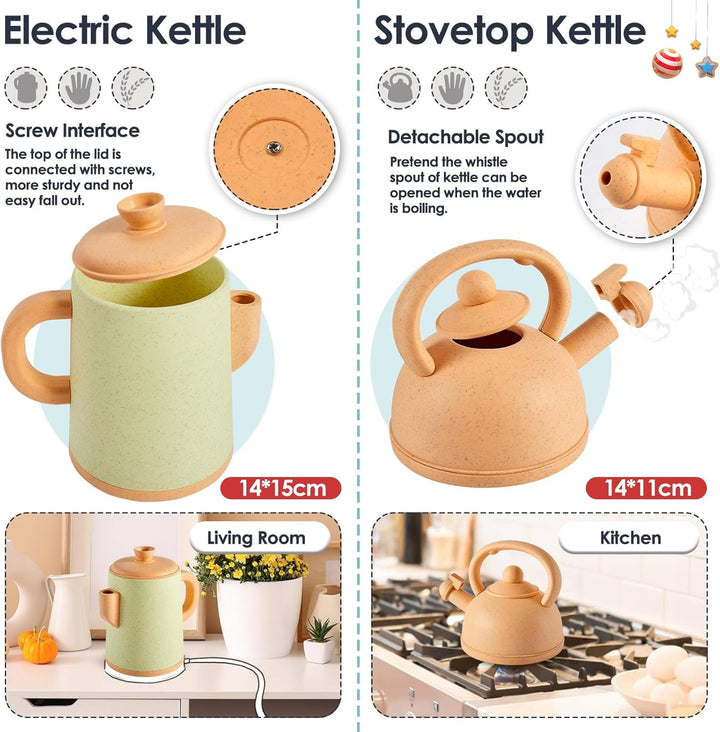 Pretend Play Kitchen Accessories Toys Set, Cookware Pots and Pans Cooking Utensils Playset Gifts for 3 4 5 Years Old Kids Girls Boys Toddler