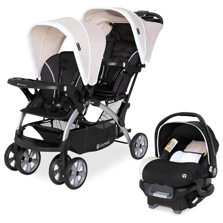 Infant and Toddler Double Stroller & Car Seat Combo, 2 Pc Set, Stormy - Portable and Lightweight Stroller Duo and Car Seat Travel System Tandem