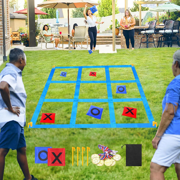 Outdoor Giant Tic Tac Toe Bean Bag Toss Games for Kids Adults Family, Large outside Lawn Yard Backyard Carnival Field Day Game, Beach Picnic Camping Birthday Party Family Reunion Games