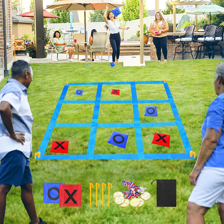 Outdoor Giant Tic Tac Toe Bean Bag Toss Games for Kids Adults Family, Large outside Lawn Yard Backyard Carnival Field Day Game, Beach Picnic Camping Birthday Party Family Reunion Games