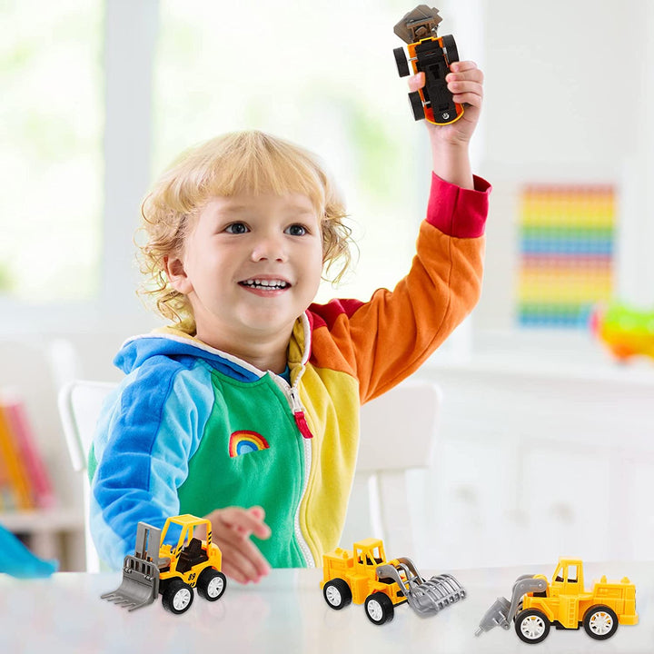 12 Pcs Construction Engineering Trucks Small Digger Truck Toys Pull Back Vehicles Mini Excavator Toys Car Set for Kids Birthday Party Favors Boys Girls Gifts Cake Stocking Stuffers