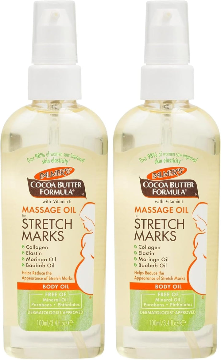 Cocoa Butter Formula Massage Oil for Stretch Marks and Pregnancy Skincare, 3.4 Ounces