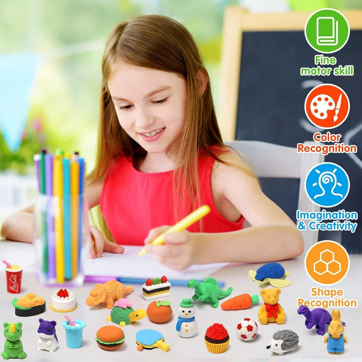 100 Pack Animal Erasers for Kids Bulk Pull Apart 3D Puzzle Erasers Classroom Rewards and Prizes Class Treasure Box Kids Party Favors Back to School Supplies