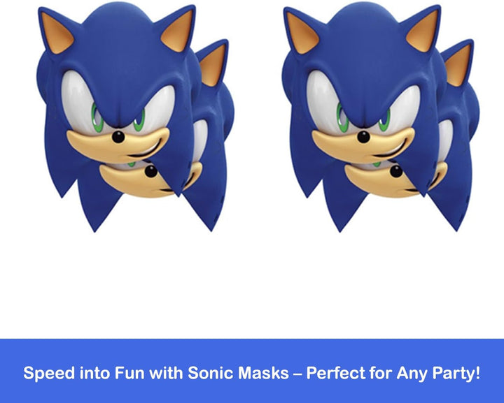 Sonic the Hedgehog Party Masks 16 Assorted Paper Masks with Celebrate with Me Sticker | Sonic Birthday Party Supplies for Kids