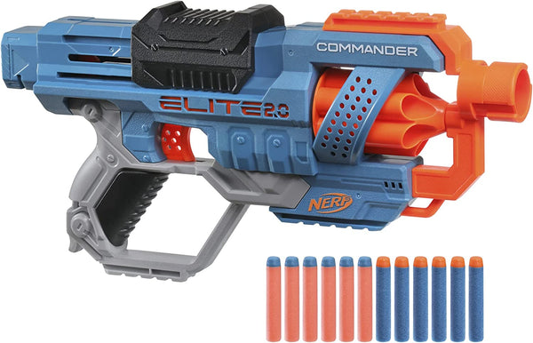 Elite 2.0 Commander RC-6 Blaster, 12 Elite Darts, 6-Dart Rotating Drum, Tactical Rails, Barrel and Stock Attachment Points