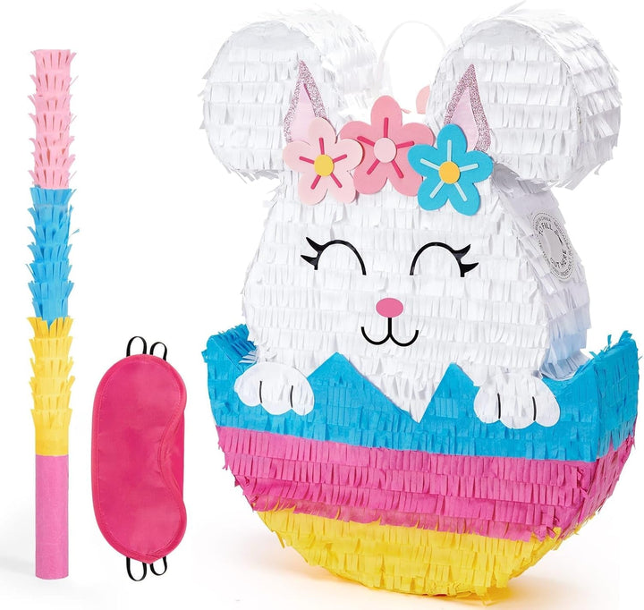 Unicorn Piñata - Unicorn Party Supplies Piñata Bundle with Blindfold and Bat for Girls Kids Rainbow Unicorn Theme Birthday Party Game Decorations (15.7" X 12.2" X 3.1")