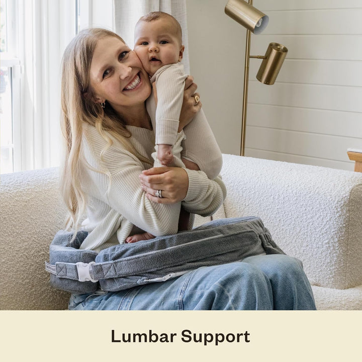 Nursing Pillow - Deluxe - Enhanced Comfort W/ Slipcover - Ergonomic Breastfeeding Pillow for Ultimate Support for Mom & Baby - Adjustable Pillow W/ Handy Side Pocket, Evening Grey