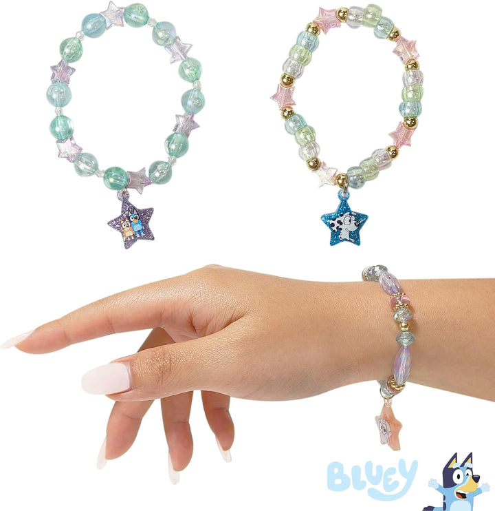 Bluey Girl'S Jewelry Set - Dress up Toy Jewelry Box Set with Bead Necklace, Bracelet and Ring - Play Accessories - Ages 3+