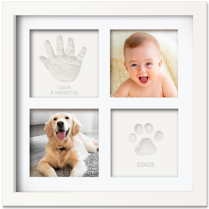 Baby Hand and Footprint Kit - Quick Dry Clay Baby Footprint Kit, Newborn Keepsake, Nursery Picture Frame for Boys, Girls, Personalized Gifts for Shower & Registry, New Mom Gift (Alpine White)