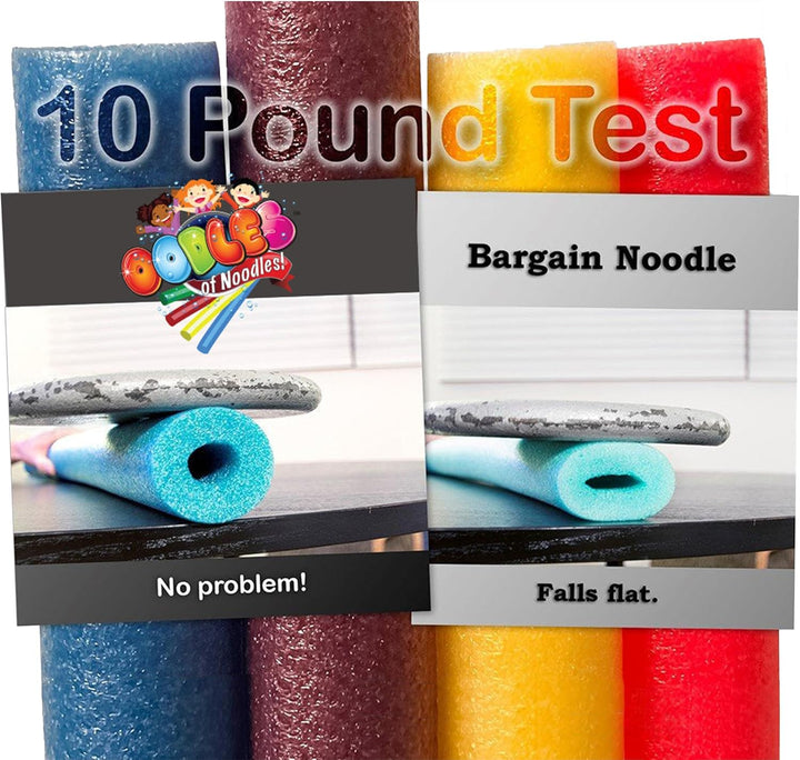 6 Pack Foam Pool Noodles – 48” X 2.5” Hollow Core – Extra Dense, Durable – Made in North America
