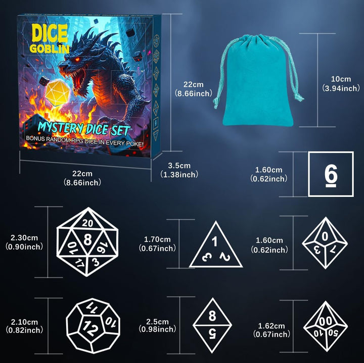 Mystery DND Dice Sets - Random 9 Complete Polyhedral Dice Sets with 9 Random Bags, Wide Range of Patterns, Surprise Blind Box DND Gifts for Dungeons & Dragons, Role Playing Table Game