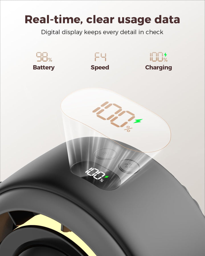 Baby Stroller Fan - 4000Mah Rechargeable 4-Speed Quiet with LED Display & Night Light, Mini Portable 360° Clip on Safe Fan for Car Seat, Crib, Travel - Black