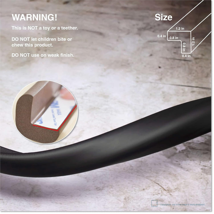 Heftyfit Edge Protector for Baby Proofing (6Ft Large Edge Only), Heavy-Duty Soft Rubber Foam Furniture Edge Bumper Guards, Desk Edge Cushion, Wall Corner Covers, 3M Adhesive, Onyx Black