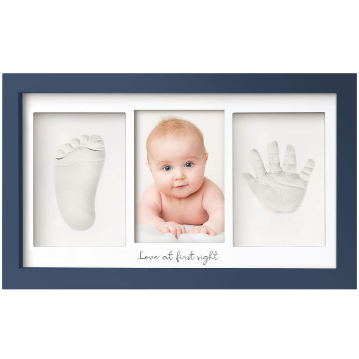 Baby Hand and Footprint Kit - Clay Handprint Keepsake Frame, Newborn Nursery Picture Frame, Personalized New Mom Gifts for Baby Shower & Registry (Alpine White)