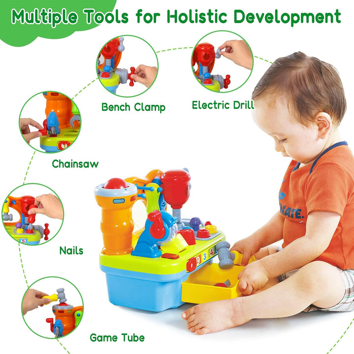 Baby Toys for 1 Year Old Boy Girl Musical Learning Workbench for 1 2 Year Old Boy Birthday Gift Early Educational Sound Shape Toddler Toys Age 1-2 Tool Set for Kids 12-18 Months