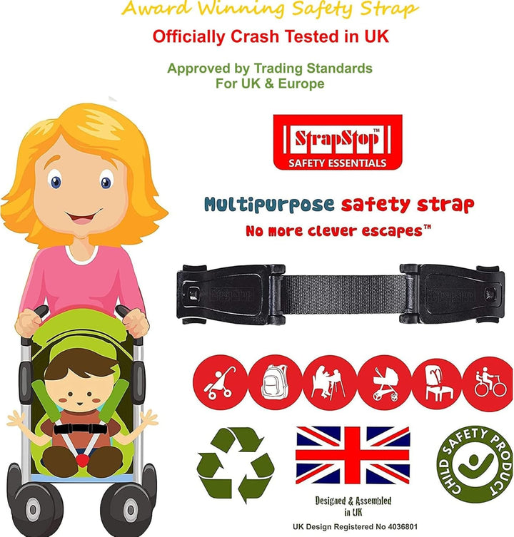 Strap Stop anti Escape Car Seat Strap — UK Made, Crash Tested, ECE R44-04 & R129 Passed Buckle up Houdini Straps for Car Seat — Multi-Use & Impossible to Unlock (1 X Car Seat Safety Clip) - 4 Colors