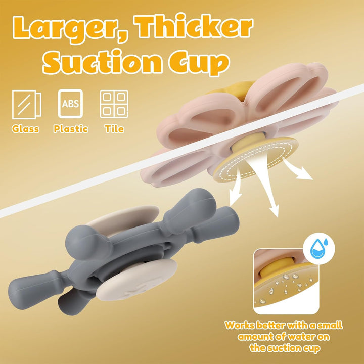 Silicone Suction Cup Spinner Toy | Spinning Tops for Kids 1-3 | Airplane Car Travel Table Highchair & Window Toys for 1 2 Year Old | Toddler Sensory Bath Toys for Babies 12-18 Months(Sage/Blush)
