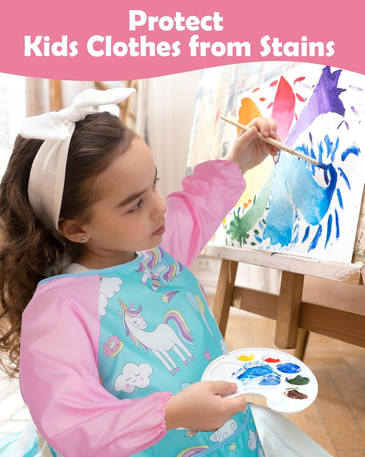 2 Pack Kids Art Smocks,Toddler Smock,Waterproof Artist Painting Aprons for Children