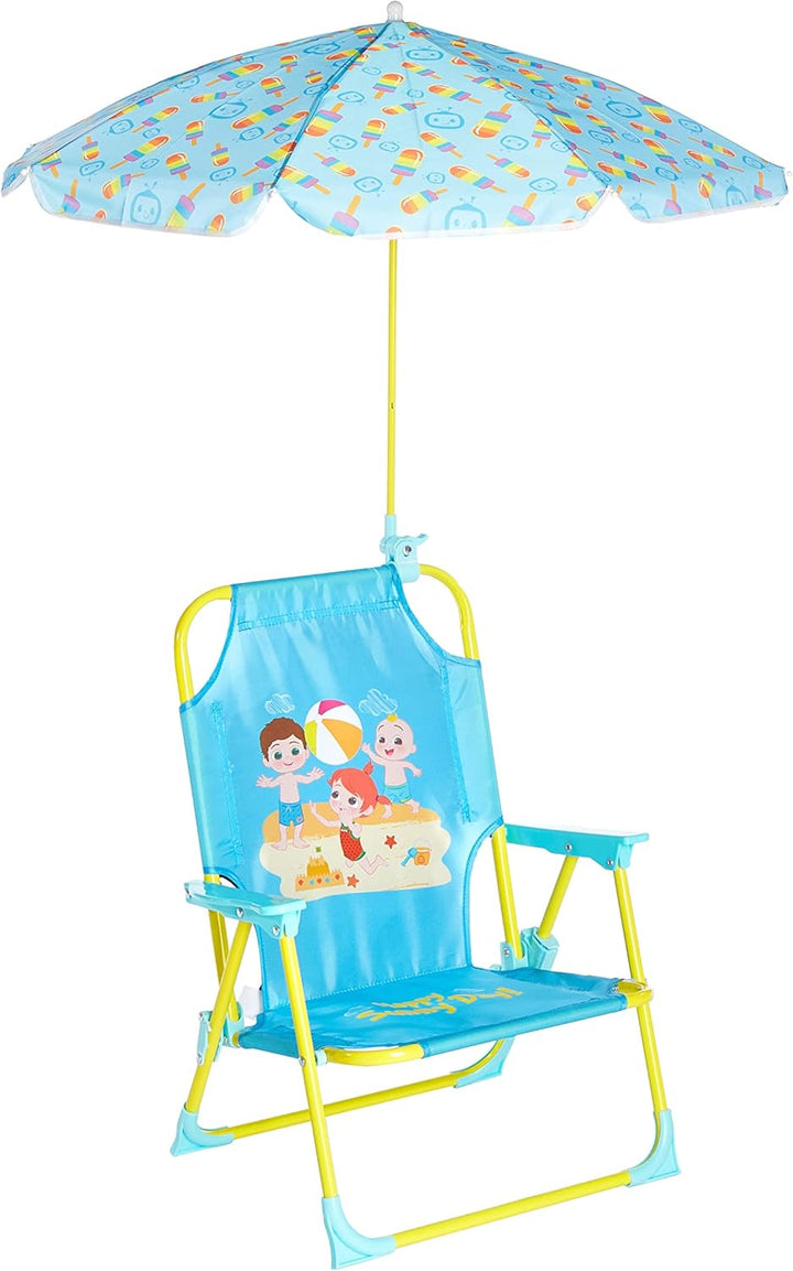 Bluey Kids Outdoor Folding Beach Chair with Umbrella,Portable Camp Chair for Ages 3+, Lightweight & Compact for Beach, Camping, and Backyard