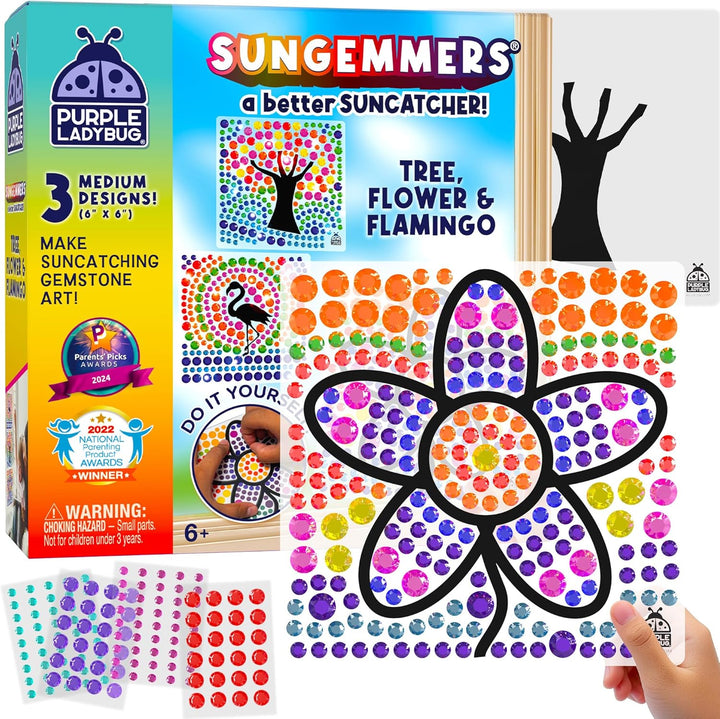 SUNGEMMERS Window Gem Art Suncatcher Kits - Summer Activities for Kids, Birthday Gifts for Girls & Boys, Crafts for Ages 4-10, Fun DIY Art Kit for Kids 6-12