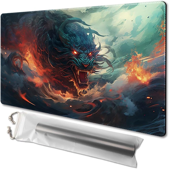 MTG Playmat Size 24X14In Free Storage Bags Non-Slip Backing, Ideal for Card Game Enthusiasts TCG Playmat (Shadow Dragon-No Deck)