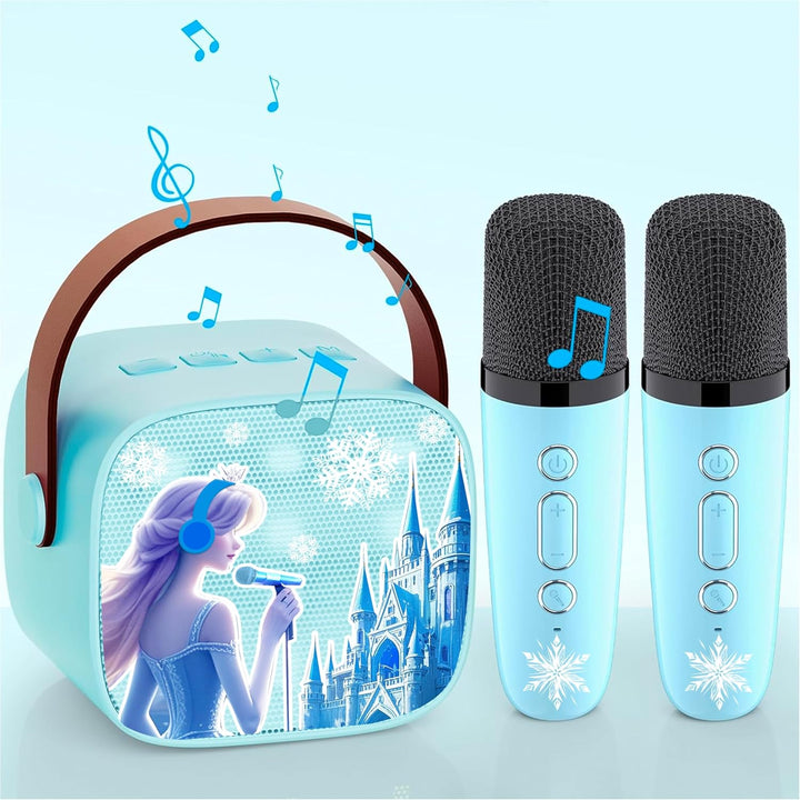 Frozen Toys for Girl Gift Kids Karaoke Machine Toys Princess Toys 3 4 5 6 7 8 9 10 Year Old Girl Birthday Gifts Kids Toys,Mini Karaoke Machine with 2 Wireless Microphones
