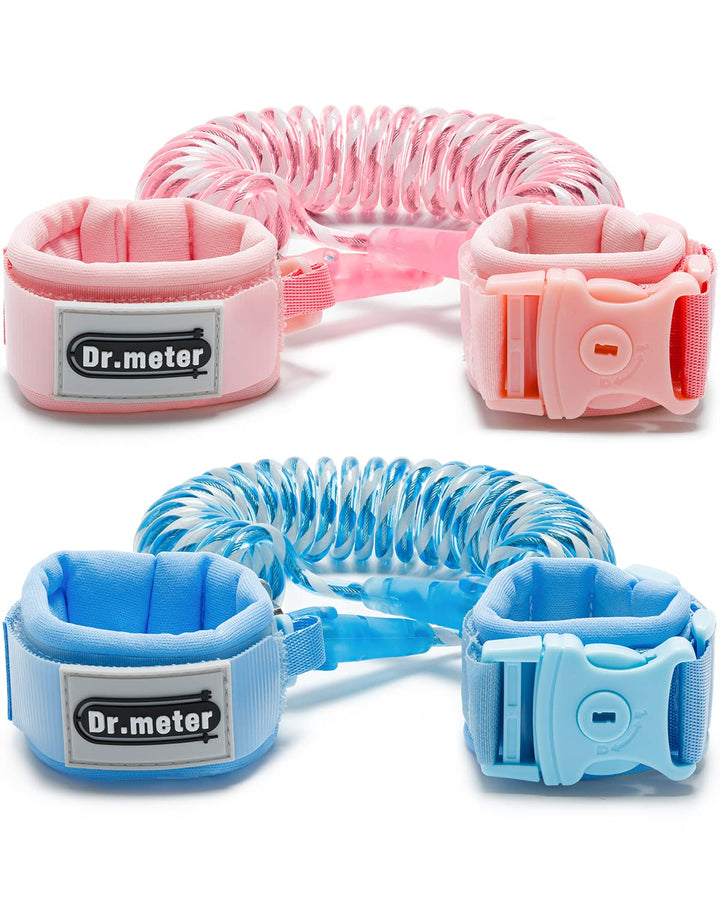 Toddler Leash, 2 Pack Safety anti Lost Wrist Link with Key Lock, Reflective Child Walking Harness, 8.2Ft Blue + 4.92Ft Orange Kids Leash for Supermarket Mall Airport Amusement Park Zoo Travel