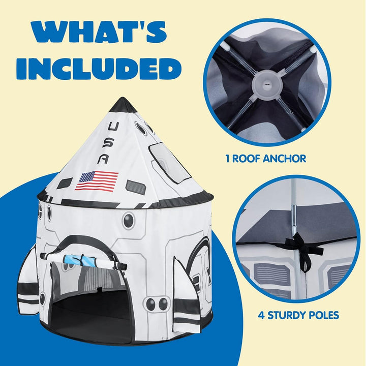 Rocket Ship Play Tent Pop up Play Tent Kids Indoor Outdoor Spaceship Playhouse Tent Set