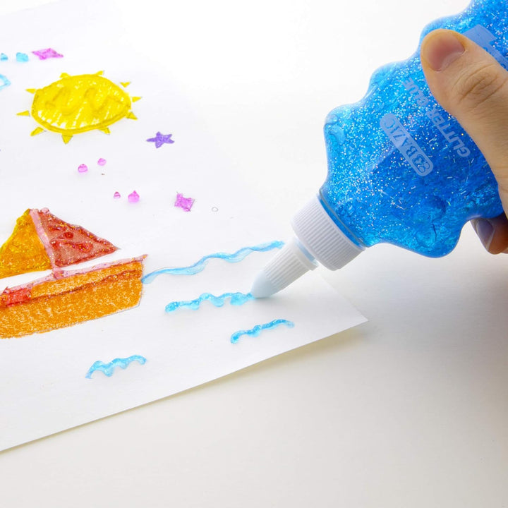 BAZIC 6 Color 6.8 Oz. Glitter Glue, Washable Sparkling Colors, Large Pack for Classroom Kids Artist