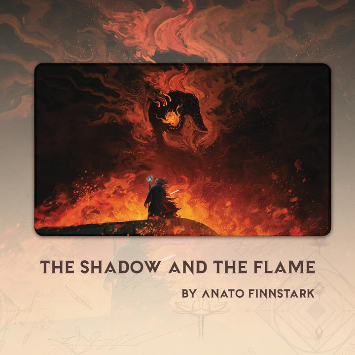 The Shadow and the Flame (Stitched) - MTG Playmat by Anato Finnstark - Compatible with Magic the Gathering Playmat, LOTR Lord of the Rings TCG - Original Designs