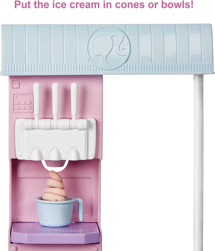 Careers Playset, Ice Cream Shop Set with Blonde Fashion Doll, Ice Cream Machine, Molds, Dough & Accessories