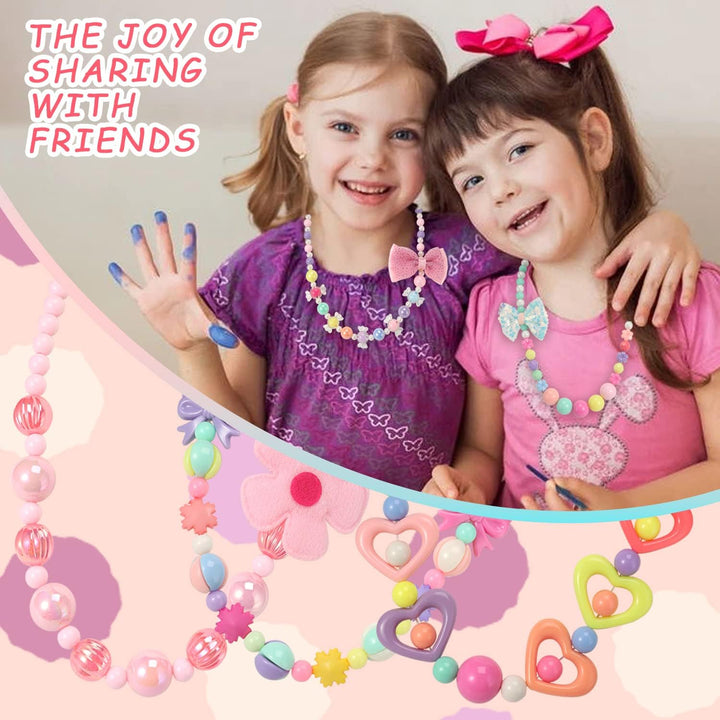 Kids Classic Jewelry, 6 Sets of Beaded Necklaces and Bracelets for Girls, Favors Bags for Girls Jewelry (Classic)