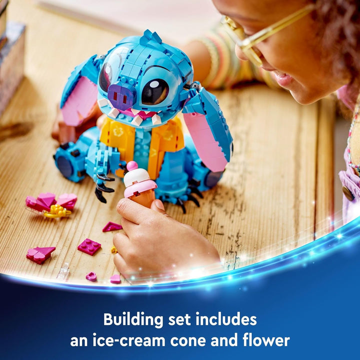 Disney Stitch Toy Building Kit, Disney Toy for 9 Year Old Kids, Buildable Figure with Ice Cream Cone, Fun Disney Gift for Girls, Boys and Lovers of the Hit Movie Lilo and Stitch, 43249