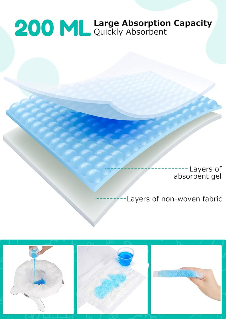 30 Packs Disposable Liners with 200ML Absorbent Pads, Portable Travel Bags Compatible with OXO Tot 2-In-1 Go Potty, Training Liners Fit Most Chairs for Kids, Toddlers