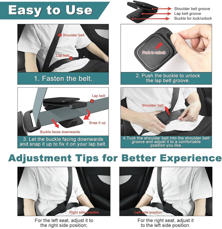 2 Packs Car Seat Belt Clips - Universal Seatbelt Adjuster Clips - Seat Belt Adjuster for Adults Kids,Designed Solely for Comfort Adjustment