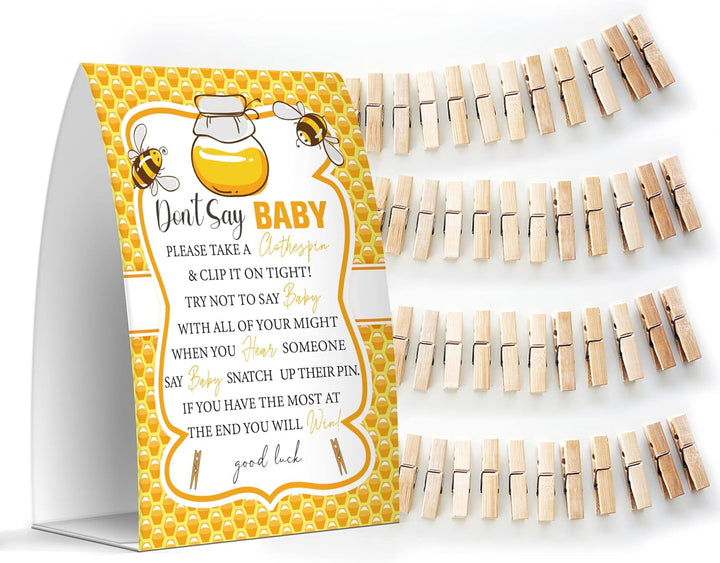 Don'T Say Baby Set - One 5X7 Sign and 50 Mini Clothespins, Baby Shower Games, Baby Shower Decoration, Gender Neutral Baby Shower - Msjb041