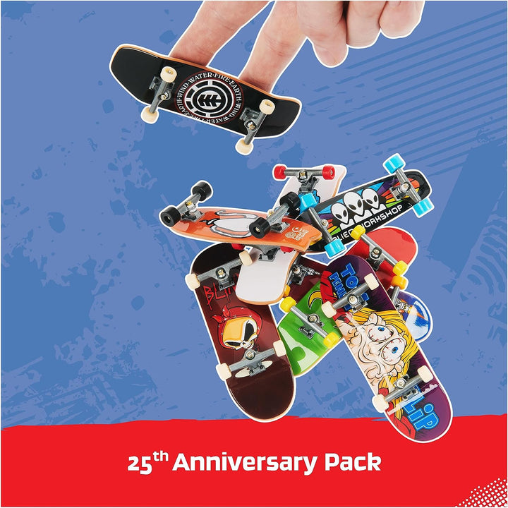 , 25Th Anniversary 8-Pack Fingerboards with Exclusive Figure, Collectible and Customisable Mini Skateboards, Kids’ Toys for Ages 6 and Up