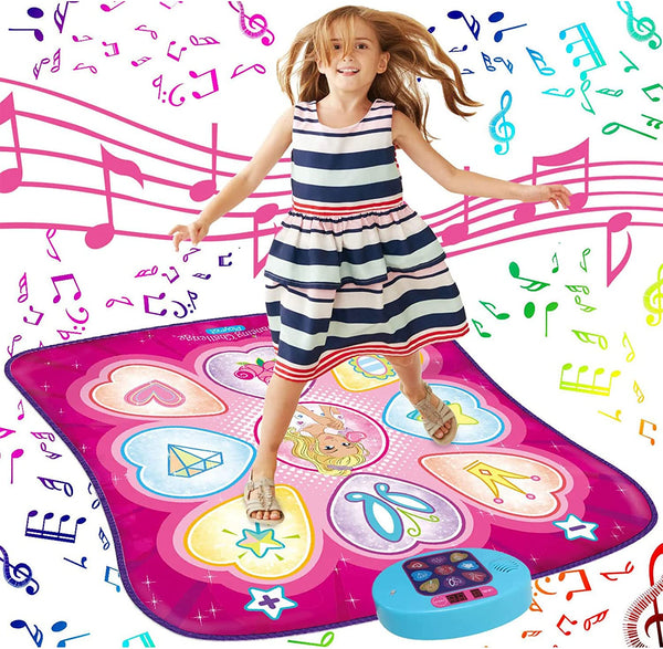 Dance Mat - Dance Mixer Rhythm Step Play Mat - Dance Game Toy Gift for Kids Girls Boys - Dance Pad with LED Lights, Adjustable Volume, Built-In Music, 3 Challenge Levels (3-12 Years Old)