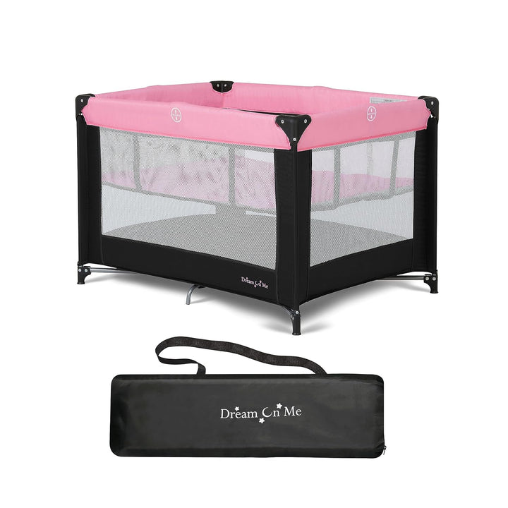 Zazzy Portable Playard with Bassinet in Black, Lightweight Packable and Easy Setup Baby Playard with Mattress and Travel Bag