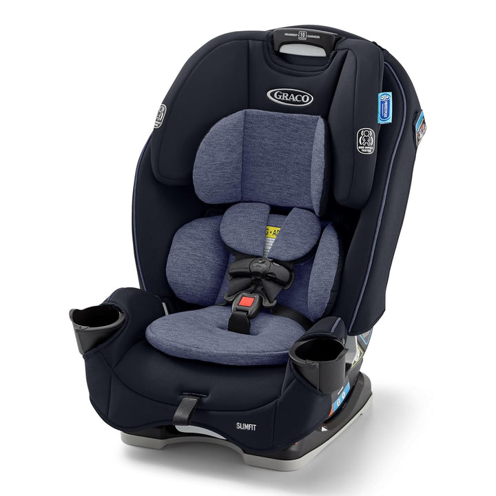 Slimfit 3-In-1 Convertible Car Seat, Ultra-Space-Saving Design, Darcie, Suitable for Rear and Forward-Facing, Highback Booster Seat with 10-Position Headrest