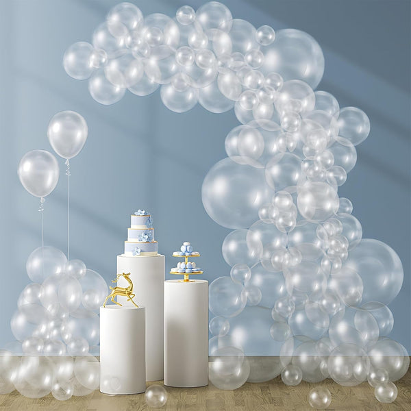 120Pcs Clear Balloons, 18 12 10 5 Inch Transparent Balloons Different Sizes Clear Balloon Garland for Baby Shower Wedding Bridal Shower Birthday Party Decorations