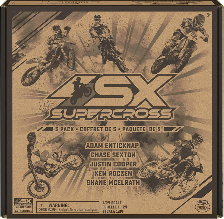 , Authentic 5-Pack of 1:24 Scale Die-Cast Motorcycles with Rider Figure, Toy Moto Bike for Kids and Collectors Ages 3 and Up