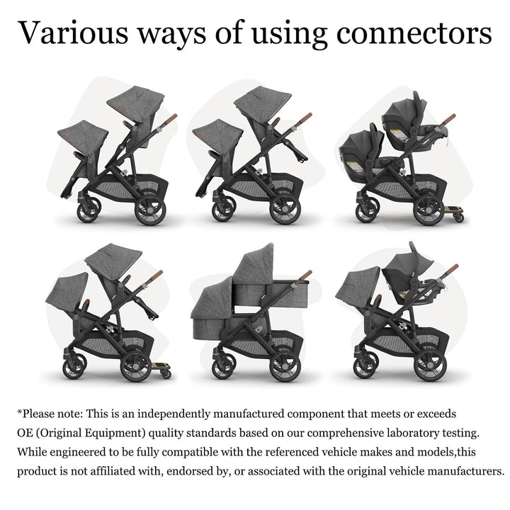 Upper Adapter Compatible with Uppababy Vista and Vista V2 and Vista V3 Strollers/Bassinet, Toddler Seat, Aria, Mesa V2, or Mesa Max Infant-Secure (Car Seats Accessories 1Set+2 Pcs Stroller Hooks)