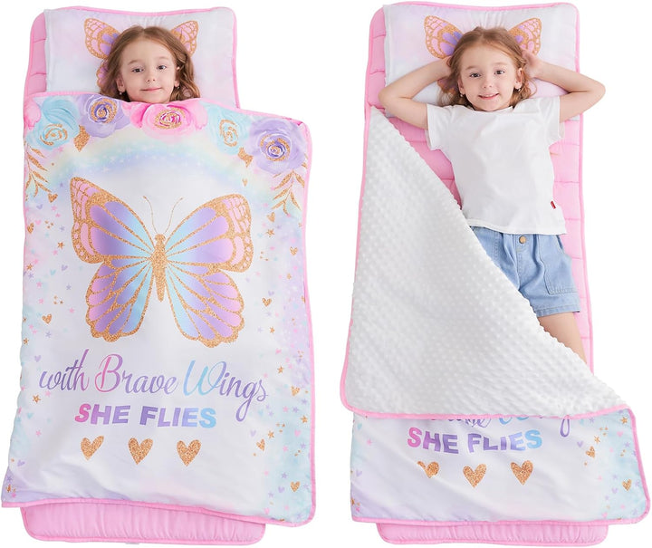 Extra Large Toddler Nap Mat by , Toddler Sleeping Bag with Removable Pillow, Measures 53 X 21 X 1.5 Inches, Sleeping Mat, Ideal for Daycare and Preschool Kindergarten