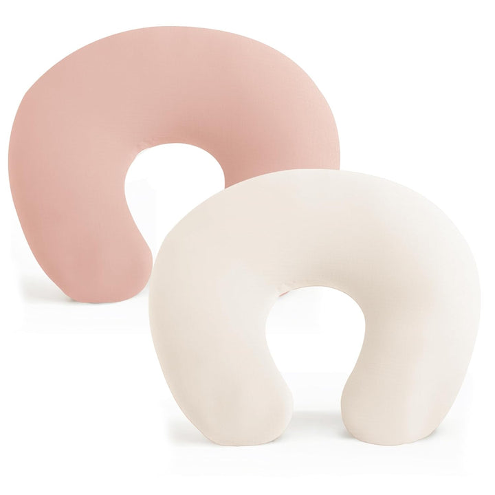 2 Pack Nursing Pillow Covers, Stretchy and Soft Nursing Cover for Breastfeeding, Pillow Slipcover for Baby Girls Boys Newborn (Pink Spring, Pink)