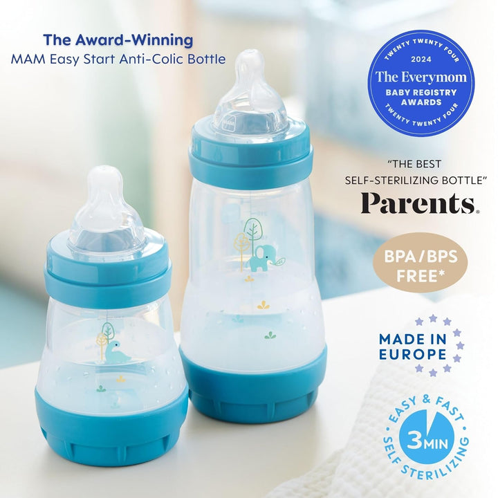 Newborn Essentials Matte Feeding Set with Easy Start Anti-Colic Bottles 5Oz, Self-Sterilizing, 0-3 Months Pacifiers and Skinsoft Silicone Nipples, Baby Gift, 10 Pieces
