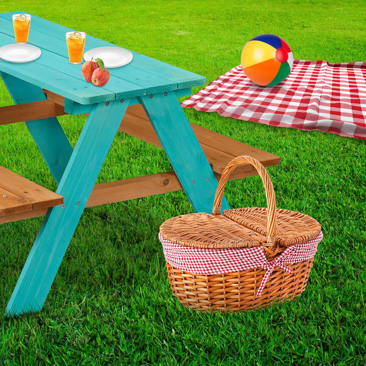 Children'S Garden Picnic Bench Seat Set 51 X 90 X 78 Cm for 4 Children Wooden Natural